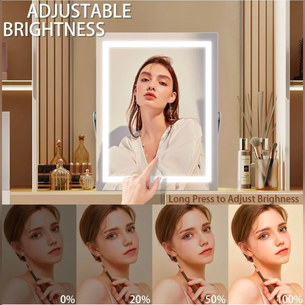 LED Lighted Vanity Makeup Mirror with Touch Control 3 Color Options 11X14 Silver